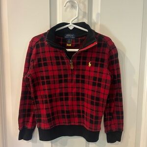 Polo Ralph Lauren Red Plaid Quarter-Zip Sweater, Boys size 5